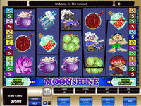 Play Moonshine Slots by Microgaming for Free Moonshine is 5 reel 25 lines video slot machine powered by Microgaming. Bets from $0.01 to $1.00 with the maximum bet being 125 coins. >>> Play Moonshine Slots Here